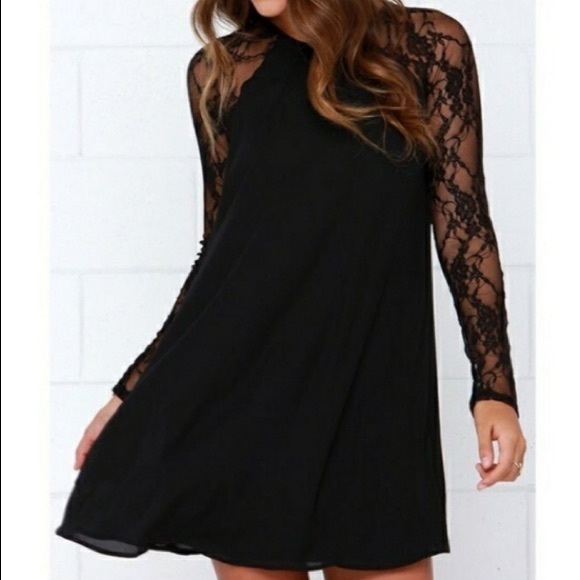 Everly Dresses & Skirts - Boutique black party dress with lace sleeves